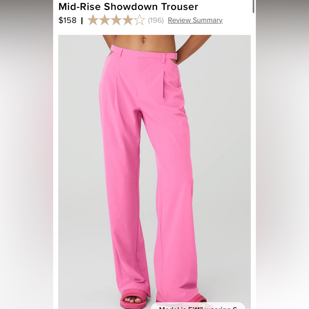 Alo pink mid-rise showdown trouser